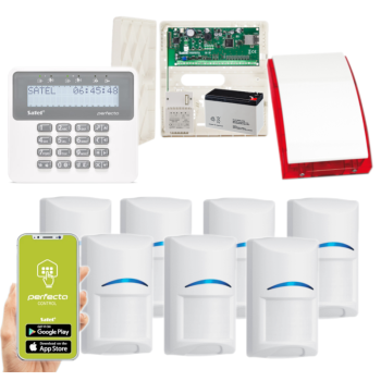 ZESTAW ALARMOWY SATEL PERFECTA-IP 32-WRL 7 CZUJEK BOSCH + PRF-LCD + SYRENA SP-4001R